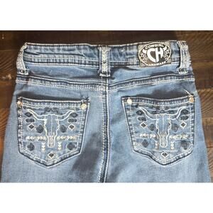 Girls Cowgirl Hardware Boot Cut Jeans Longhorn Bejeweled Girls Size 7